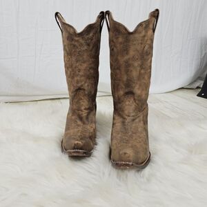 Corral Boots Distressed Naham Brown Nubuck Leather Cowgirl Size 9.5 M